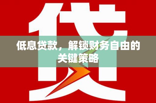 麒麟低息贷款，解锁财务自由的关键策略
