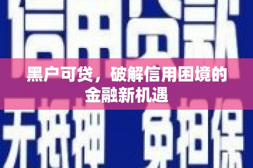 麒麟黑户可贷，破解信用困境的金融新机遇