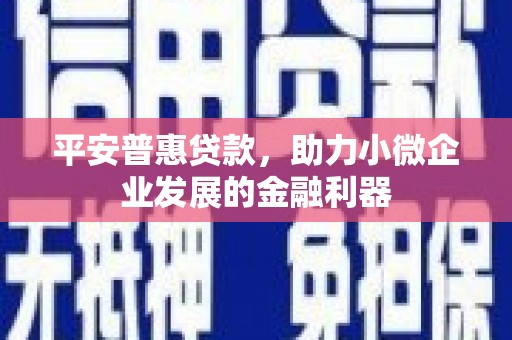 麒麟平安普惠贷款，助力小微企业发展的金融利器